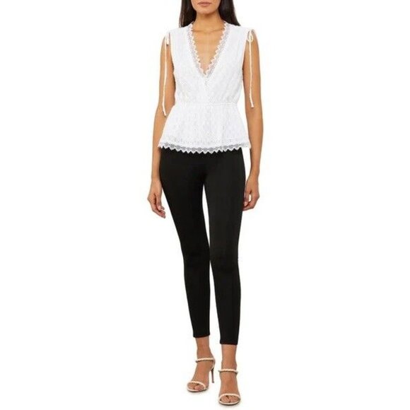 BCBG MaxAzria Womens Shirt White Cotton Eyelet Sleeveless Tank Top Size Small - Picture 1 of 14